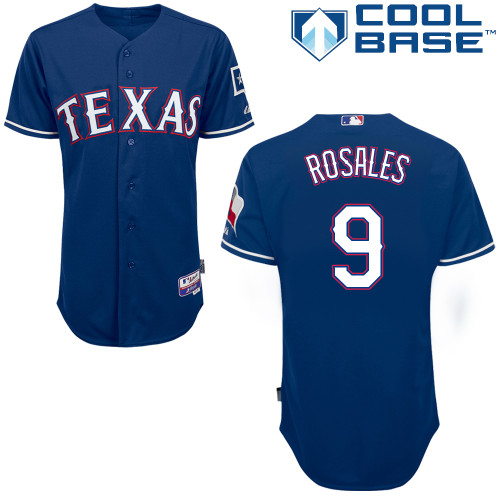 Adam Rosales #9 MLB Jersey-Texas Rangers Men's Authentic Alternate Blue 2014 Cool Base Baseball Jersey